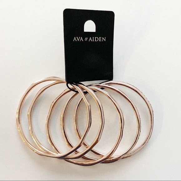 Ava & Aiden Rose Gold Tone Bracelets Set of 5 NWT - Picture 1 of 5